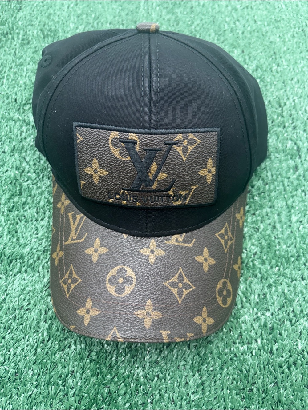 Louis Vuitton Black and Brown Monogram Patch Baseball Cap